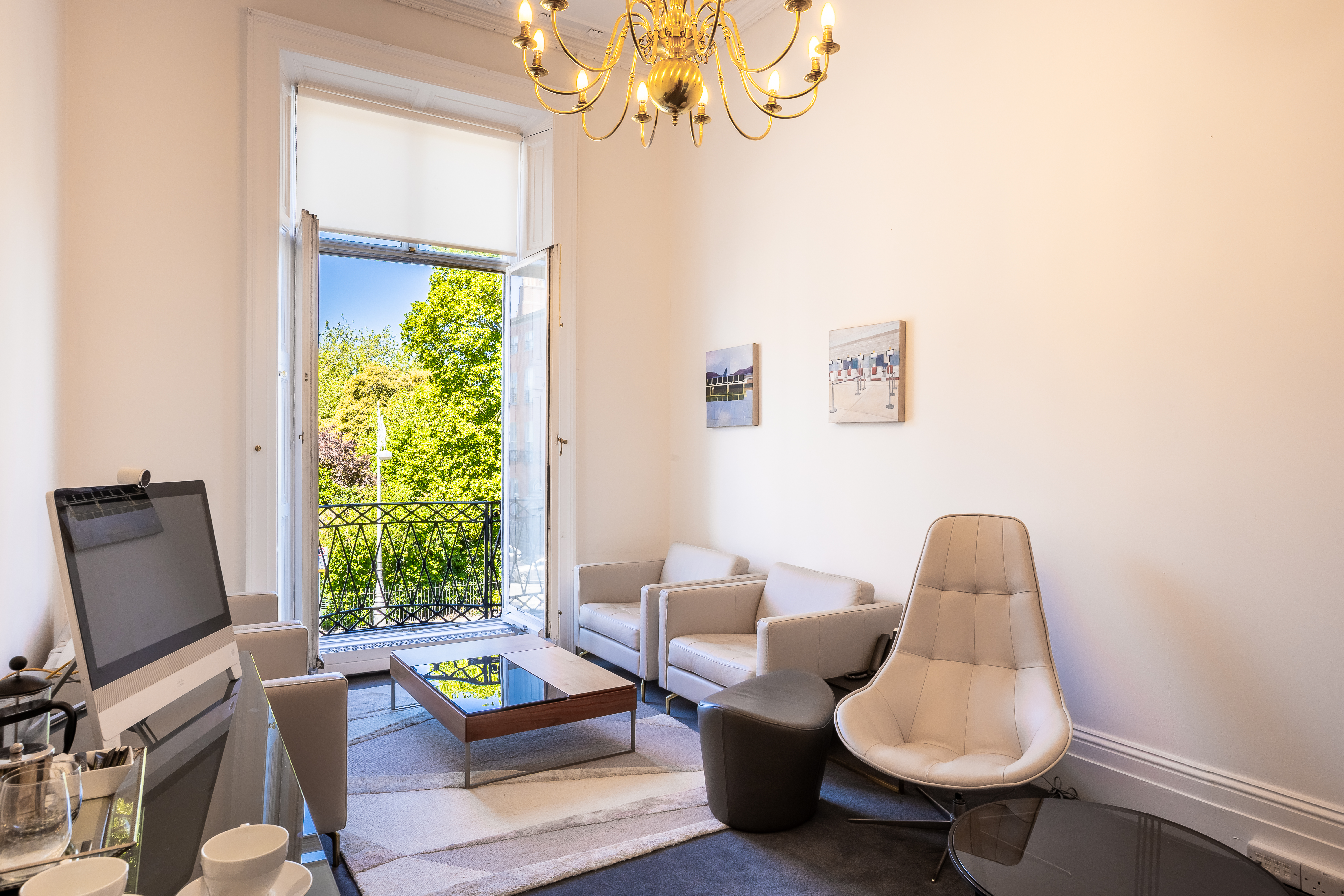 14 Fitzwilliam Square — private office with square views and chandelier