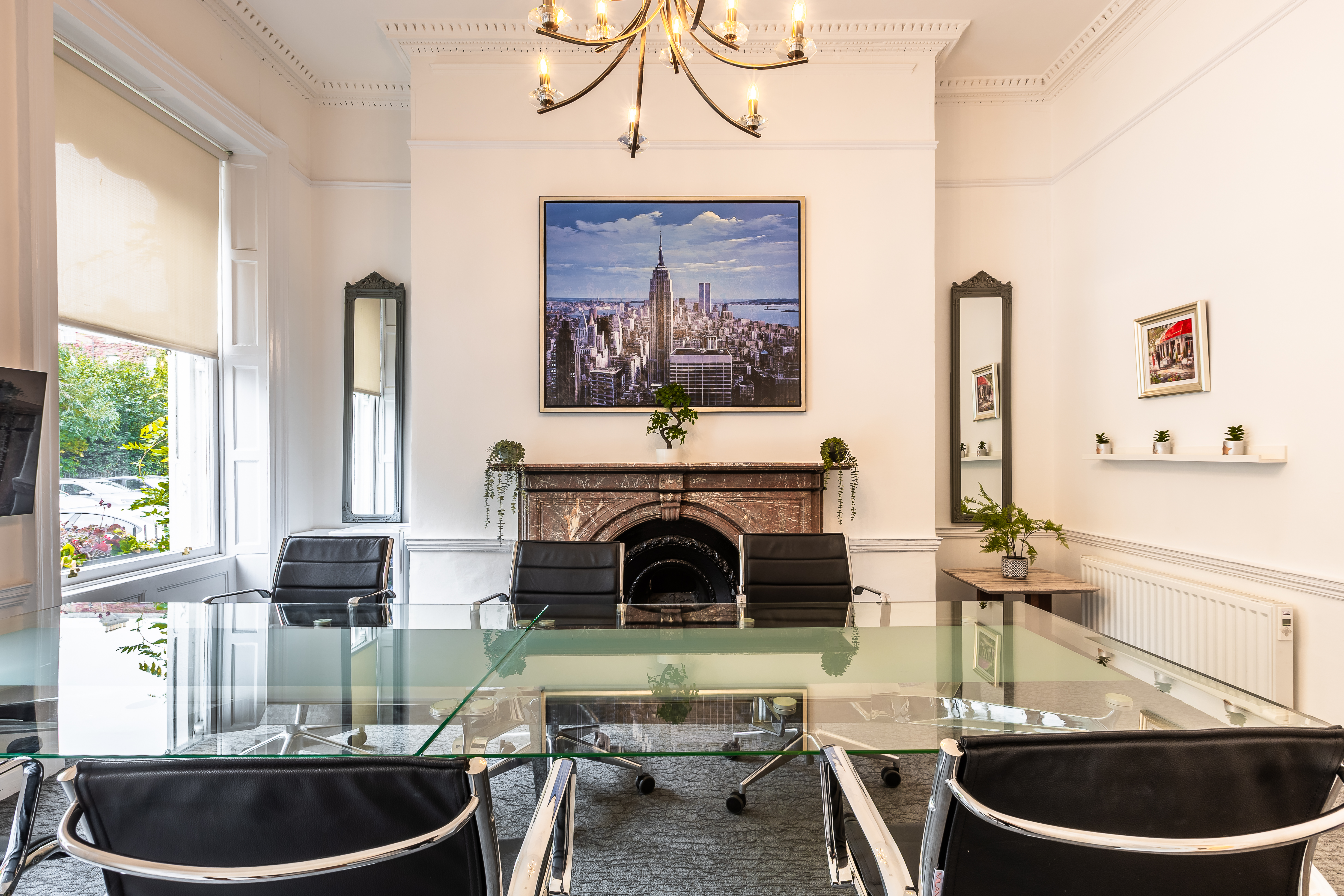 57 Fitzwilliam Square — boardroom with marble fireplace and Georgian cornice